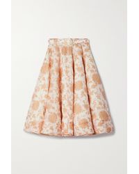Zimmermann Postcard Belted Floral-print Linen And Silk-blend Midi Skirt - Orange