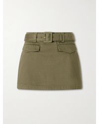 Self-Portrait - Belted Denim Mini Skort - Lyst
