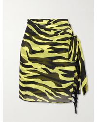 The Attico - Tasseled Zebra-Print Cotton-Voile Pareo - Lyst