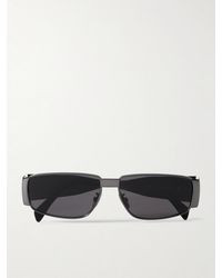 Celine - Triomphe Rectangle-Frame Gunmetal-Tone Sunglasses - Lyst