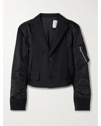 Sacai - Cropped Paneled Canvas And Shell Jacket - Lyst