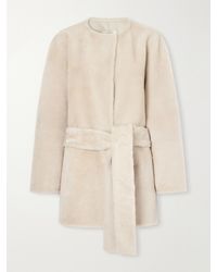 Almala - Sasha Collarless Belted Shearling Coat - Lyst