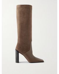 Alaïa - Kniehohe Stiefel Aus Nubukleder Und Leder - Lyst