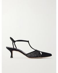Manolo Blahnik - Turgimolda 50 Flocked Mesh And Satin Pumps - Lyst