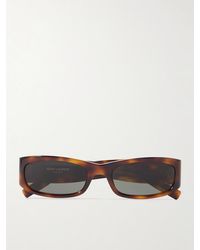 Saint Laurent - Rectangle-Frame Tortoiseshell Acetate Sunglasses - Lyst