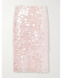 Tory Burch - Sequin-Embellished Mesh-Jersey Midi Skirt - Lyst