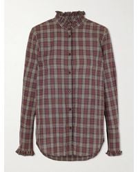 Nili Lotan - Elio Ruffle-Trimmed Checked Cotton Shirt - Lyst