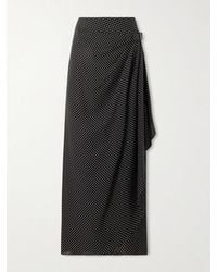 Tom Ford - Buckle-Detailed Wrap-Effect Draped Polka-Dot Silk-Chiffon Midi Skirt - Lyst