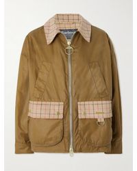 Barbour - Launton Checked Corduroy-Trimmed Waxed-Cotton Jacket - Lyst