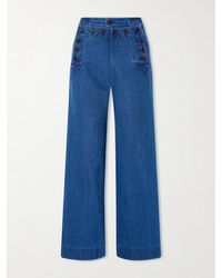 Bode - Sailor Cropped High-Rise Wide-Leg Jeans - Lyst