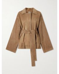 KHAITE - Alder Belted Suede Jacket - Lyst