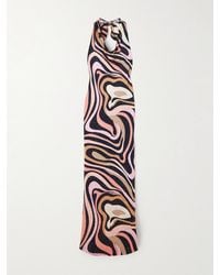 PUCCI - Marmo Crystal-Embellished Printed Satin-Jersey Halterneck Maxi Dress - Lyst