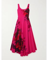 Erdem - Pleated Floral-Print Cotton-Faille Midi Dress - Lyst