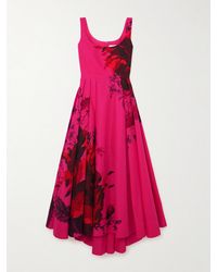 Erdem - Pleated Floral-Print Cotton-Faille Midi Dress - Lyst