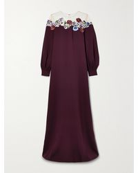 Oscar de la Renta - Appliquéd Tulle-Trimmed Silk-Blend Crepe Gown - Lyst