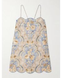 Zimmermann - Daylight Scalloped Printed Linen Mini Dress - Lyst
