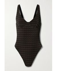 Fendi Stretch Jacquard-knit Underwired Swimsuit - Black