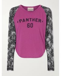 Valentino Garavani - Printed Lace-Trimmed Cotton T-Shirt - Lyst