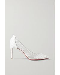 Christian Louboutin Galativi 85 White Leather and Mesh Heels Bridal We –  AvaMaria