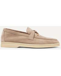 Loro Piana Summer Charms Suede Loafers - Natural