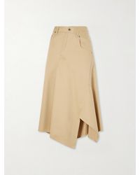 Loewe - Asymmetrical Cotton-Gabardine Midi Skirt - Lyst