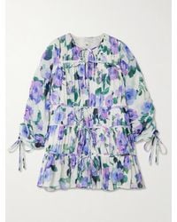 Aje. - Clover Minikleid Aus Baumwoll-Voile Mit Blumenprint Zum Binden - Lyst