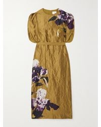 Erdem - Astrea Floral-Print Crinkled-Satin Midi Dress - Lyst