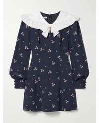 Alessandra Rich - Ruffled Floral-Print Silk-Crepe Mini Dress - Lyst