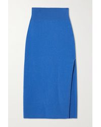FRAME Cashmere-blend Midi Skirt - Blue