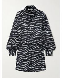 The Attico - Silvye Printed Satin Mini Shirt Dress - Lyst