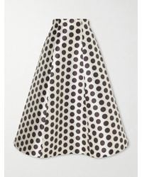 D'Estree - India Paneled Polka-Dot Satin Midi Skirt - Lyst