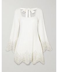 Clio Peppiatt - Embellished Scalloped Stretch-Tulle Mini Dress - Lyst
