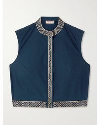 Emporio Sirenuse - Haut Raccourci En Popeline De Coton Mélangé À Broderies Andorra Iris - Lyst