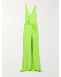 Sergio Hudson - Ruched Neon Stretch-Jersey Gown - Lyst