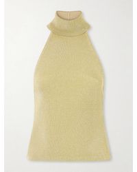 Cult Gaia - Wake Ribbed Metallic Halterneck Top - Lyst
