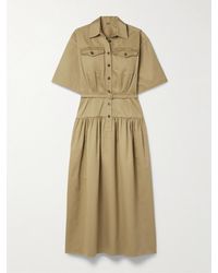 Adam Lippes - Edie Belted Cotton-Twill Midi Shirt Dress - Lyst