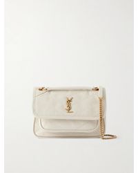 Saint Laurent - Niki Mini Cassandre-Embellished Crinkled-Leather Shoulder Bag - Lyst