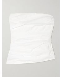 Jonathan Simkhai - Emerson Strapless Ruched Cotton-Blend Poplin Bustier Top - Lyst