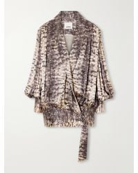 Isabel Marant - Dilja Snake-Print Draped Silk-Satin Mini Dress - Lyst