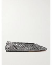 Le Monde Beryl - Regency Bow-Embellished Woven Metallic Leather Ballet Flats - Lyst