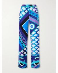 PUCCI - Printed Silk-Twill Wide-Leg Pants - Lyst