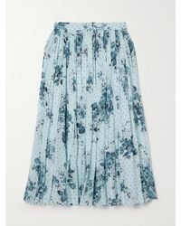 Erdem - Midirock Aus Krepon Mit Blumenprint Und Falten - Lyst