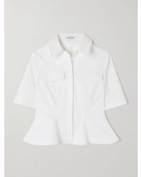 Alaïa - Paneled Cotton-Poplin Peplum Shirt - Lyst