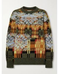Dries Van Noten - Checked Brushed Merino And Wool-Blend Sweater - Lyst