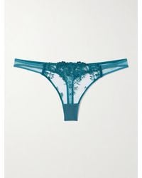 Kiki de Montparnasse - Juliette Satin-Trimmed Embroidered Tulle Thong - Lyst