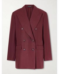 Dolce & Gabbana - Double-Breasted Oversized Linen Blazer - Lyst