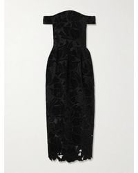 Erdem - Off-The-Shoulder Embroidered Velvet And Tulle Midi Dress - Lyst