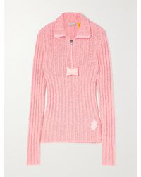 Moncler Genius - Jw Anderson Appliquéd Ribbed Cotton-Blend Bouclé Sweater - Lyst