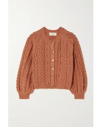 The Great The Mountainside Cable-knit Cotton-blend Cardigan - Pink