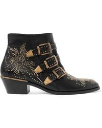 Chloé Susanna Studded Leather Ankle Boots - Black